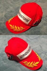 ■BRIDGESTONE総刺繍帽子（赤/F）■F1レースカートドリフト