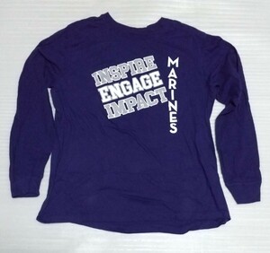 ☆THE NIKE TEE ナイキ 長袖Tシャツ サイズL スポーツ ロング ティー 紫色ホワイト白 INSPIRE ENGAGE IMPACT MARINES肩幅 約47身幅56丈67cm