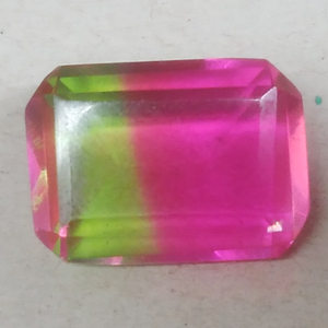 [14.50 ct] バイカラー 合成トルマリン エメラルドカット ルース 宝石 ジュエリー