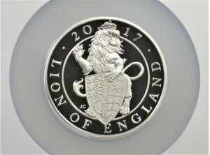 【1165】超大型10オンス銀貨！　2017年　クイーンズビースト　イギリスのライオン 10ポンドプルーフ銀貨