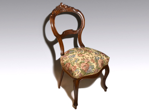 １９世紀後半 英国 アンティーク 彫刻入り 木製チェアー 椅子 イス インテリア家具 ビンテージ ハンドメイド 西洋美術　　y1363