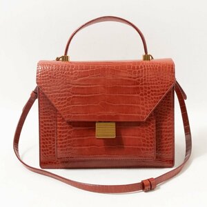 CHARLES ＆ KEITH チャールズアンドキース 2WAY ショルダーバッグ ハンドバッグ 合成皮革 型押し レッド系 エレガンス キレイめ 婦人 鞄