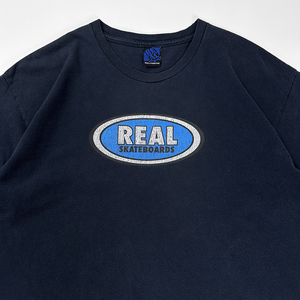 当時物◎90s 〜 ビンテージ REAL SKATEBOARDS Tシャツ ネイビー L オールドスケート OLD スケートボード // USA製 powell bones thrasher