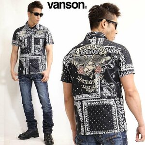 【特価！！】 VANSON LEATHERS 【定価\13800+税】 半袖開襟シャツ NVSS-2103 BLACK サイズ M