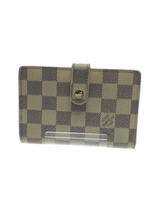 LOUIS VUITTON◆ポルト・フォイユ・ヴィエノワ_ダミエ・アズール_WHT/PVC/WHT/レディース/N61676/反り