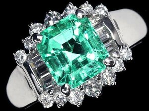 MV11247SS【1円～】新品仕上【RK宝石】ジュエリーマキ 極上エメラルド 大粒1.28ct!! 極上ダイヤモンド Pt850 高級リング ダイヤ