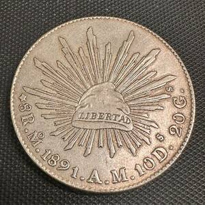 古錢　メキシコ　1891年 　コインAD09 大型銀貨 貿易銀 重さ27.0g 大型コイン
