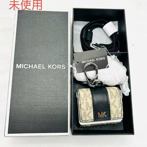 未使用　MICHEAL KORS マイケルコース　AirPods ケース　箱付　本革 レザー　MK柄 PVC