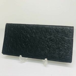 同【長財布】レザー ブラック メンズ 模様 ロゴ 札入れ 黒 小物 レトロ ヴィンテージ アンティーク 検/オーストリッチ