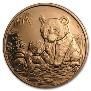 [カプセル付き] (新品) アメリカ「パンダ」純銅 赤金 1常衡オンス メダル