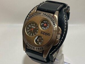 稼働品【1m050201】ZIPPO ジッポ Zippo ジッポー 腕時計 クォーツ ゴールド コンパス 電池交換済