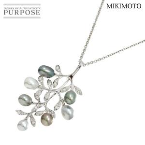 ミキモト MIKIMOTO バロック真珠 ダイヤ ネックレス 50cm K18 WG 750 パール Baroque Pearl Necklace 90217506