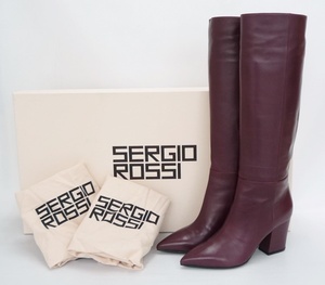 S5 2019AW Sergio Rossi セルジオロッシ ロングブーツ 37.5 定価￥139000 トゥモローランド購入 ワインレッド系