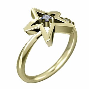 18金イエローゴールド 指輪 タンザナイト ダイヤモンド 12月誕生石 星の形