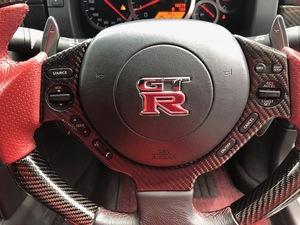 送料無料 R35 GT-R カーボン ステアリングパネル カバー 内装 インテリア パーツ ハンドル 新品 即納 GTR OEM NISMO Mine