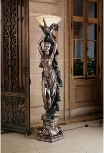 孔雀の女神 トルキエール彫刻台座フロアランプ彫像 イルミネーション装飾照明インテリア置物 (輸入品