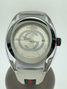 GUCCI◆クォーツ腕時計/アナログ/SLV/WHT/137.1