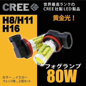 NV200 バネット H21.5- M20 CREE社製 LED フォグランプ 黄色 80W H8 H11 H16 車検対応