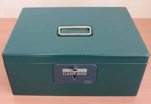 ［KO］UCHIDA CASH BOX キャッシュボックス 手提げ金庫　内田洋行　グリーン　アンティーク　鍵付き　事務用品　重さ約2.5kg 