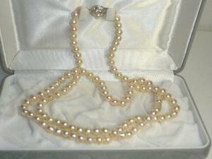 本真珠新品 玉の大きさ約７～７,５㍉ ロング 長さ約８６㎝ 今回一度限りの特別セール