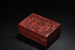 【古寶奇蔵】漆器漆彫・剔紅・人物紋・首飾盒・置物・賞物・中国時代美術