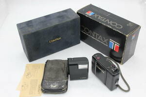 【返品保証】 【元箱付き】コンタックス Contax T ブラック Carl Zeiss Sonnar 38mm F2.8 T* ストロボ付き コンパクトカメラ s1860