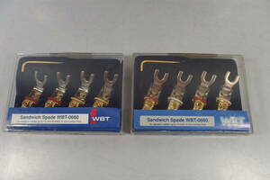 ◆未使用 WBT TEAC(ティアック) ドイツ製 スピーカーケーブルプラグ WBT-0660Cu(WBT-0660) 2箱 計8個セット Yラグ(Y端子/Yプラグ) 金メッキ