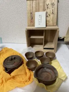 備前焼    入江光人司    茶器セット　ひょうたん摘