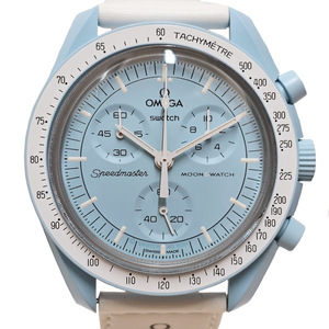 【栄】スウォッチ×オメガ MISSION TO URANUS ミッショントゥウラヌス SO33L100 ブルー クォーツ メンズ 腕時計 その他 男