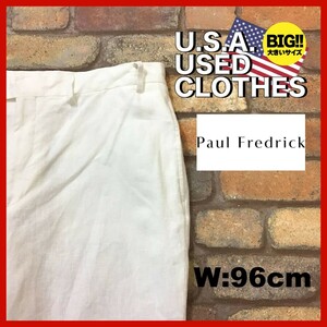 BP3-371★W96センチ位★USA古着★希少【Paul Fredrick】リネン トラウザーズ スラックスパンツ【W38 メンズ XL】ホワイト 白パン ゴルフ