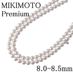 ミキモト パール ネックレス ミキモトプレミアム アコヤパール8.0mm～8.5mm 2連 41cm K18WG 美品 Mikimoto Premium【15487】