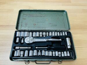 ☆ TOOL BOX 緑 ツールボックス 道具箱 工具箱 レトロ アンティーク ヴィンテージ 工具 金属製 ソケット レンチ セット SA-0514ee80 ☆