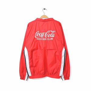 【送料無料】90s アディダス コカコーラ ナイロンジャケット 赤ベース オールド ウインドブレーカー adidas coca cola M 古着 @CK0116