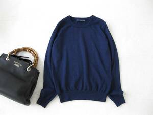 美品☆イエナIENA☆ニット☆長袖☆NAVY☆ウール素材☆クルーネック☆SLOBE☆即決☆