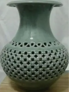 中国   时代物    アンティーク 青磁    壺 花瓶