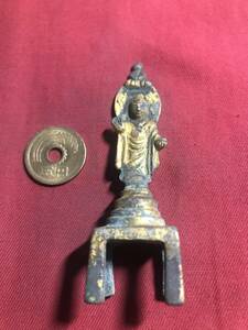 仏像　　銅製　　時代物　　　仏像　　　珍しい　　4足　　流金？