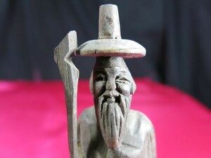 A　李朝男性像　戦前　木彫　彫刻　朝鮮 　民俗　韓国