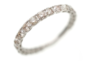テリ・輝き◎Pt950 プラチナ ダイヤモンド1.00ct エタニティリング 約12号 プラチナダイヤ指輪 ライトブラウン 天然ダイヤ 一列リング