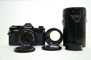 Canon キャノン　AE-1 ブラックボディ ＋ 2本レンズ　50mm 1:1.8 S..C./135mm 1:2.5 S..C.