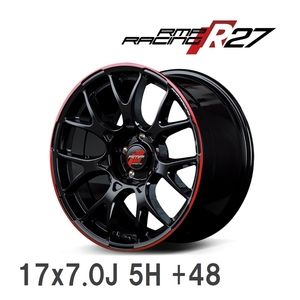 【MID/マルカサービス】 RMP Racing R27 17x7.0J +48 114 5H ブラック/リムレッドライン アルミホイール 4本セット