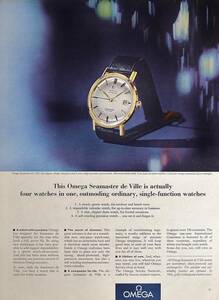 稀少・時計広告！1965年オメガ 時計広告/Omega Seamaster De Ville Watch/H