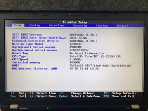 【ジャンク】Lenovo ThinkPad T520(4240-54J) ACアダプタ・キーボード等なし