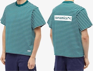 プーマ ナナミカ コラボ ボーダー Tシャツ USサイズM (L相当) 定価9900円 グリーン 緑 nanamica 半袖 クルーネック 送料370円