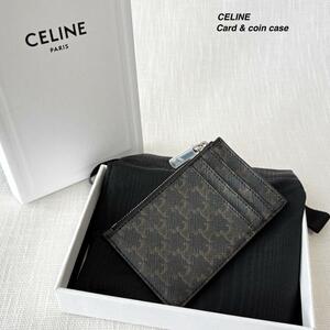 ■1円〜 ＜未使用!!＞■CELINE セリーヌ トリンオフ フラグメントケース ジップカード/コインケース お洒落 上品 エレガント ブラウン