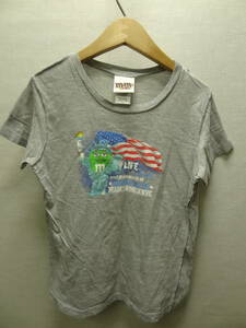 全国送料無料 USAアメリカ古着 エムアンドエムズ M&M’ｓ レディース＆ガールズ 杢グレー色 半袖プリントTシャツ XS