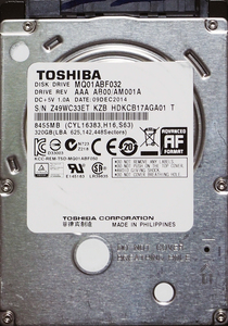 TOSHIBA MQ01ABF032 2.5インチ 7mm SATA600 320GB 39回 17198時間