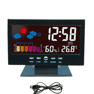 多機能デジタル時計 温度計 湿度計 天気 カレンダー機能付きスヌーズ付アラームバックライト シンプル リビング インテリア