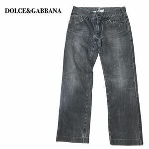 DOLCE&GABBANA ドルチェアンドガッバーナ 46 デニムパンツ 黒ブラック M プレート