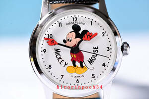 即決　 レア　DISNEYLAND　ミッキーマウス　手巻時計　最高級　17石　スケルトン　ハミルトン製　従業員限定