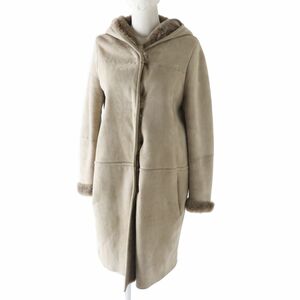 良品◎正規品 S MaxMara エス マックスマーラ レディース フーデッド ダブルフェイス ムートンコート ベージュ 38 毛皮